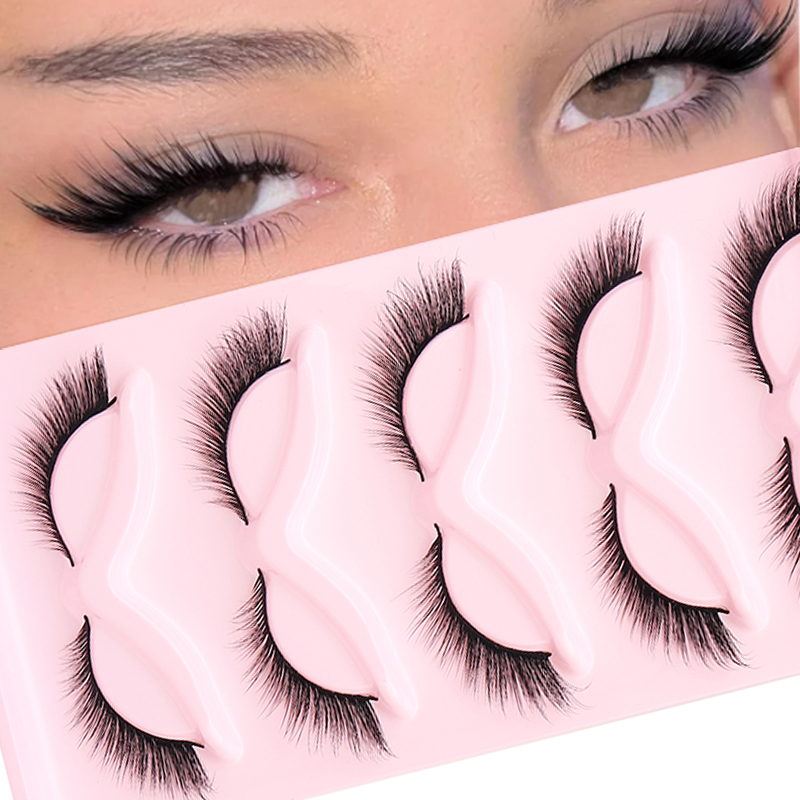 Eyelash Extension Fox Eye - 5 Pairs Fluffy False Eyealshes Fox