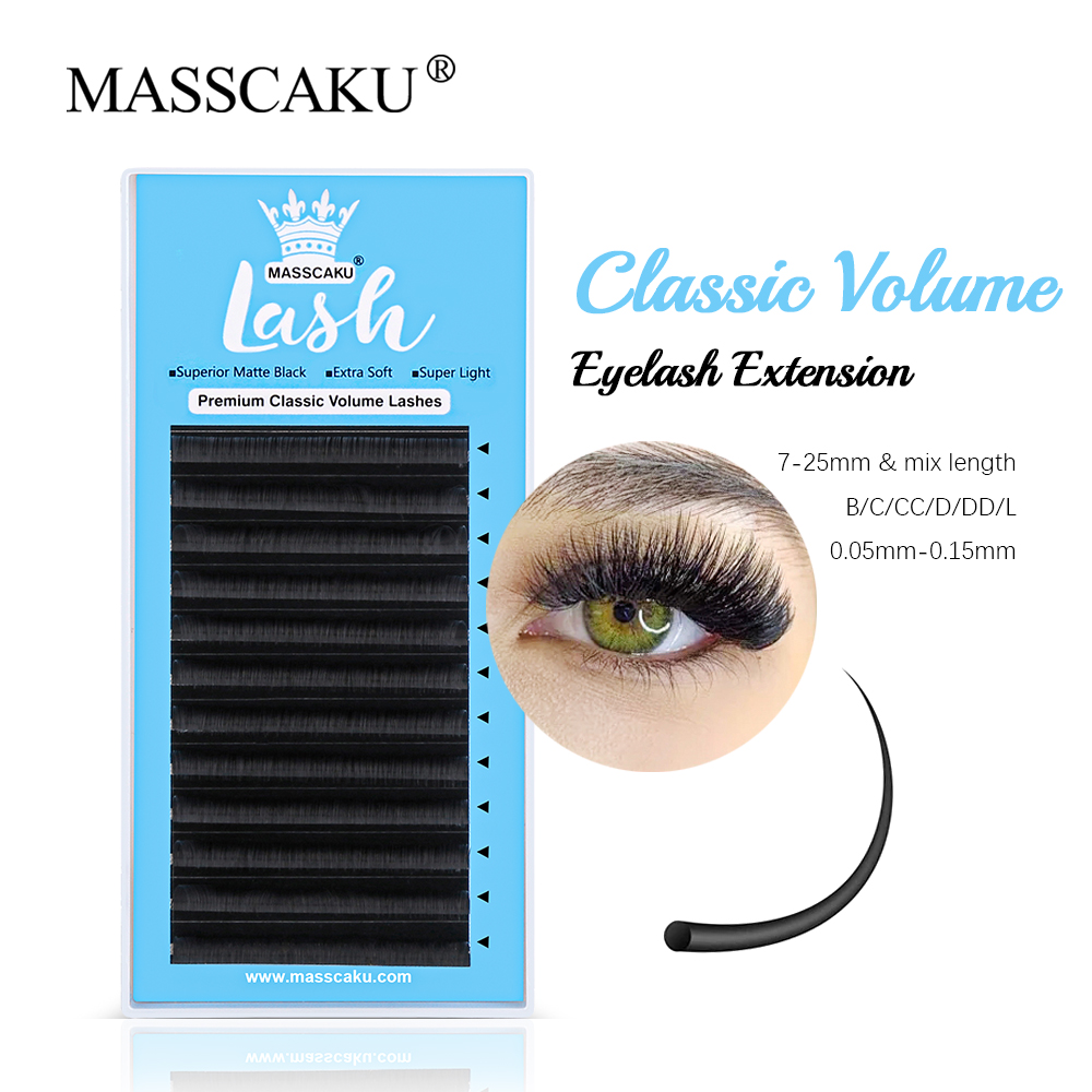Eyelash Extension Remover At Home - MASSCAKU 0.05/0.07/0.10/0.15mm Classic Regular Eyelash Extension