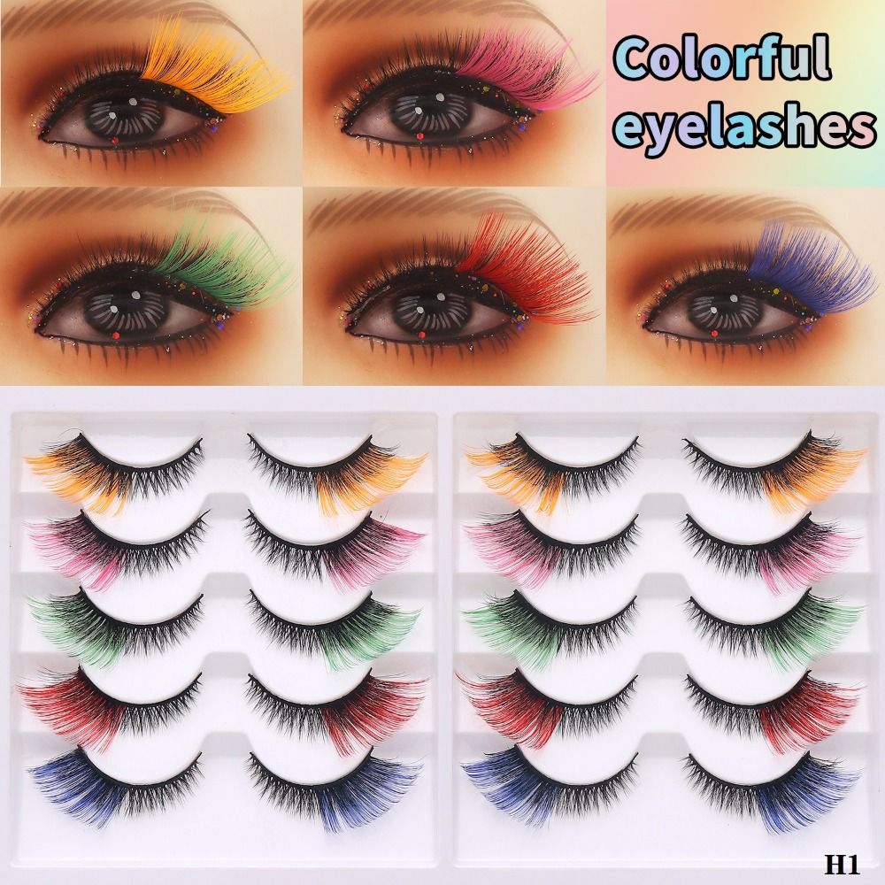 Eyelash Extension Cat Eye Wispy - 10 Pairs 3D Mink Colored Anime