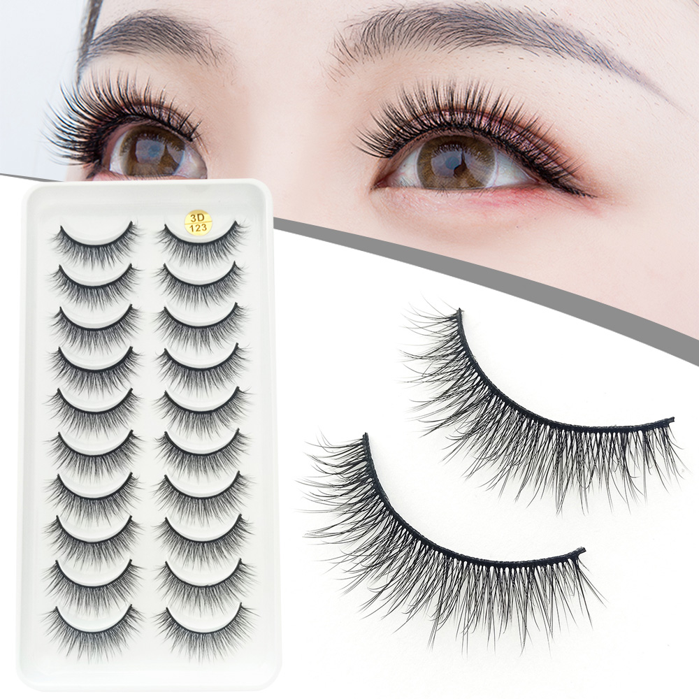 Eyelash Extension Human Hair - 10 Pairs 3D Fluffy False Eyelash