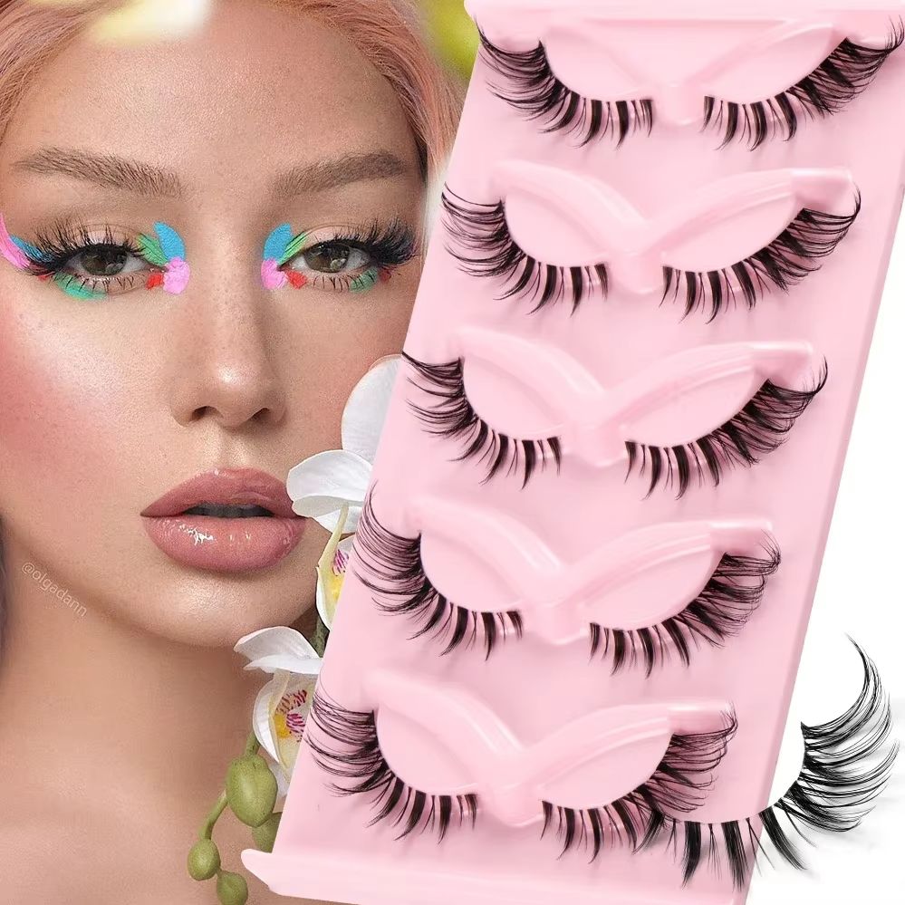 Eyelash Extension Fox Eye - 5 Pairs Cat Eye Fake Eyelashes